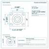 Top plate bolt pattern drawing, 4 x 4-1/2 in plate, slotted bolt holes