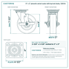 6 x 2 in phenolic swivel caster with top lock brake reference drawing, side, front and top plate views with dimensions