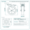 8 x 2 in polyurethane swivel caster with total lock brake reference drawing, side, front and top plate views with dimensions
