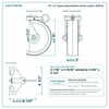 10 x 3 in green polyurethane swivel caster reference drawing, side, front and top plate views with dimensions