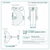 8 x 3 in phenolic swivel caster reference drawing, side, front and top plate views with dimensions