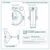 8 x 3 in green polyurethane swivel caster reference drawing, side, front and top plate views with dimensions