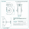 8 x 3 in black nylon swivel caster reference drawing, side, front and top plate views with dimensions