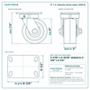 6 x 3 in phenolic swivel caster reference drawing, side, front and top plate views with dimensions