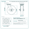 8 x 2 in polyurethane swivel caster with top lock brake reference drawing, side, front and top plate views with dimensions