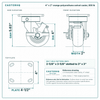 4 x 2 in orange polyurethane swivel caster reference drawing, side, front and top plate views with dimensions
