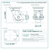 4 x 2 in orange polyurethane swivel caster with brake reference drawing, side, front and top plate views with dimensions