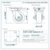 4 x 2 in orange polyurethane swivel caster reference drawing, side, front and top plate views with dimensions