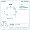 Top plate bolt pattern drawing, ["4\" x 4-1/2\""] plate, slotted bolt holes