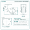 5 x 2 in orange polyurethane rigid caster reference drawing, side, front and top plate views with dimensions