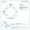 Top plate bolt pattern drawing, ["4\" x 4-1/2\""] plate, slotted bolt holes