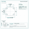 Top plate bolt pattern drawing, ["4\" x 4-1/2\""] plate, slotted bolt holes