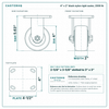 4 x 2 in black nylon rigid caster reference drawing, side, front and top plate views with dimensions