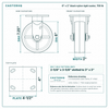 6 x 2 in black nylon rigid caster reference drawing, side, front and top plate views with dimensions