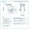 5 x 2 in orange polyurethane swivel caster reference drawing, side, front and top plate views with dimensions
