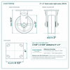 5 x 2 in black nylon rigid caster reference drawing, side, front and top plate views with dimensions