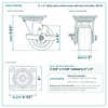 4 x 2 in white nylon swivel caster with top lock brake reference drawing, side, front and top plate views with dimensions