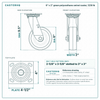 6 x 2 in green polyurethane swivel caster reference drawing, side, front and top plate views with dimensions