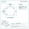 Top plate bolt pattern drawing, ["4\" x 4-1/2\""] plate, slotted bolt holes