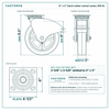 8 x 2 in black rubber swivel caster reference drawing, side, front and top plate views with dimensions