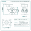 4 x 2 in orange polyurethane swivel caster with brake reference drawing, side, front and top plate views with dimensions