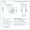 4 x 2 in orange polyurethane swivel caster reference drawing, side, front and top plate views with dimensions