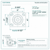 Top plate bolt pattern drawing, ["4\" x 4-1/2\""] plate, slotted bolt holes