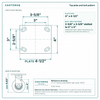 Top plate bolt pattern drawing, ["4\" x 4-1/2\""] plate, slotted bolt holes