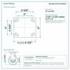 Top plate bolt pattern drawing, ["4\" x 4-1/2\""] plate, slotted bolt holes