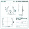 8 x 3 in yellow polyurethane rigid caster reference drawing, side, front and top plate views with dimensions