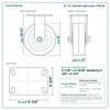 8 x 3 in phenolic rigid caster reference drawing, side, front and top plate views with dimensions