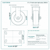 8 x 3 in black nylon rigid caster reference drawing, side, front and top plate views with dimensions