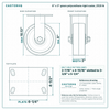 8 x 3 in green polyurethane rigid caster reference drawing, side, front and top plate views with dimensions