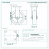 8 x 2 in gray rubber rigid caster reference drawing, side, front and top plate views with dimensions