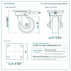 4 x 1-1/2 in steel swivel caster reference drawing, side, front and top plate views with dimensions