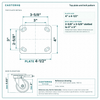 Top plate bolt pattern drawing, ["4\" x 4-1/2\""] plate, slotted bolt holes