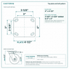 Top plate bolt pattern drawing, ["4\" x 4-1/2\""] plate, slotted bolt holes