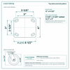Top plate bolt pattern drawing, ["4\" x 4-1/2\""] plate, slotted bolt holes