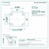 Top plate bolt pattern drawing, ["4\" x 4-1/2\""] plate, slotted bolt holes