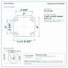 Top plate bolt pattern drawing, ["4\" x 4-1/2\""] plate, slotted bolt holes