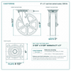 8 x 2 in cast iron swivel caster reference drawing, side, front and top plate views with dimensions