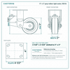 5 x 2 in gray rubber rigid caster reference drawing, side, front and top plate views with dimensions