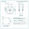 6 x 2 in black nylon rigid caster reference drawing, side, front and top plate views with dimensions