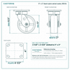 5 x 2 in black nylon swivel caster reference drawing, side, front and top plate views with dimensions
