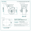 4 x 2 in black nylon swivel caster reference drawing, side, front and top plate views with dimensions