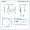 4 x 2 in black nylon rigid caster reference drawing, side, front and top plate views with dimensions