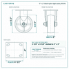 5 x 2 in black nylon rigid caster reference drawing, side, front and top plate views with dimensions