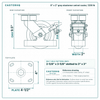 8 x 2 in gray elastomer swivel caster reference drawing, side, front and top plate views with dimensions