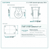 3 x 1-13/16 in phenolic rigid caster reference drawing, side, front and top plate views with dimensions