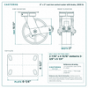 8 x 3 in cast iron swivel caster with brake reference drawing, side, front and top plate views with dimensions